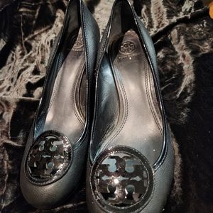 Black Tory Burch wedge shoes